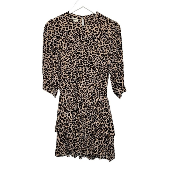 Zadig Voltaire Rooka Leopard Print Shirred Mini Dress Size S - Picture 8 of 16